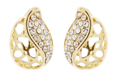 Clip On Earrings - Helga - gold stud earring with crystals