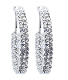 Clip on earrings - Macey - silver hoop earring with clear crystals