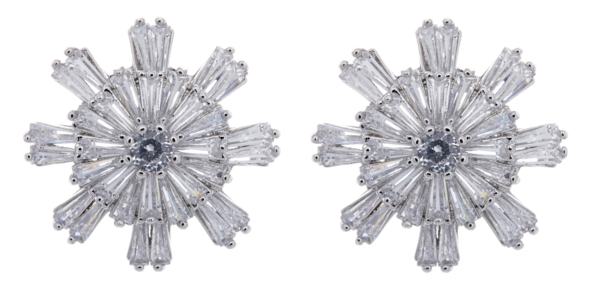 Clip On earrings - Mary - silver earring with cubic zirconia crystals