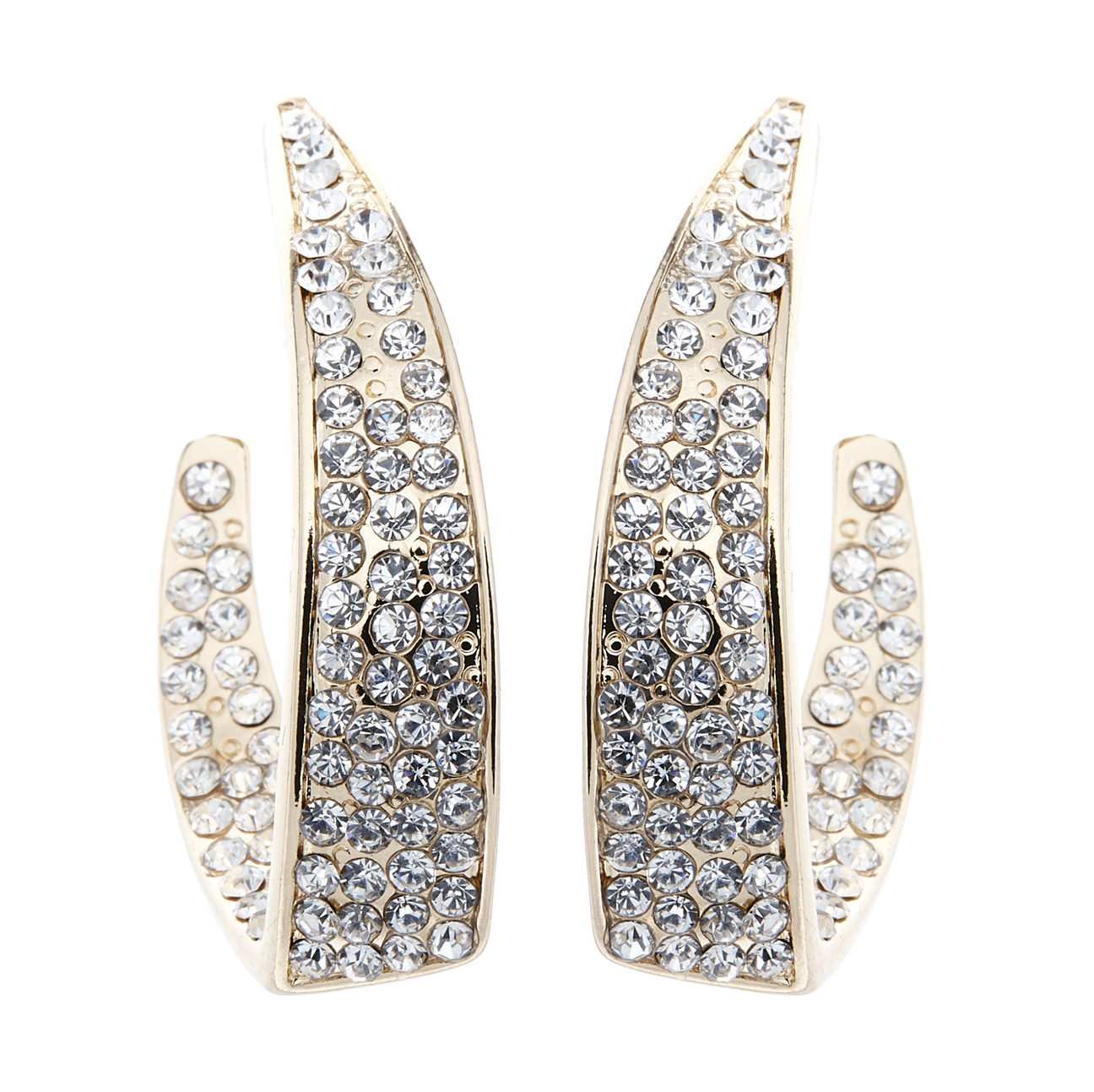 Clip On Earrings - Mila - gold luxury hoop earring with crystals