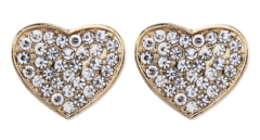 Clip On Earrings - Whitney - gold heart stud earring with crystals