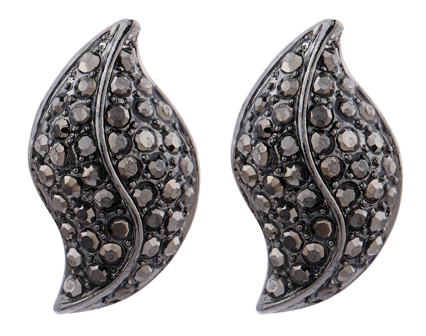 Clip On Earrings - Willow GM - gunmetal stud earring with grey crystals