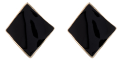 Clip On Earrings - Billie B - gold stud earring with black enamel