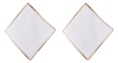 Clip On Earrings - Billie W - gold stud earring with white enamel