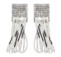 Clip On Earrings - Bria S - silver earring with crystals & drop hoops