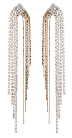 Clip On Earrings - Britt G - gold drop earring with diamante strands