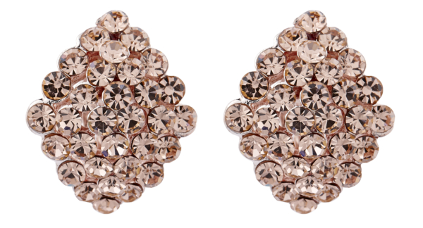 Clip On Earrings - Elsie G - gold stud earring with gold crystal diamantes