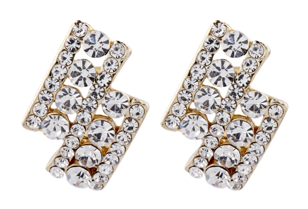 Clip On Earrings - Esme C - gold stud earring with clear crystal diamantes