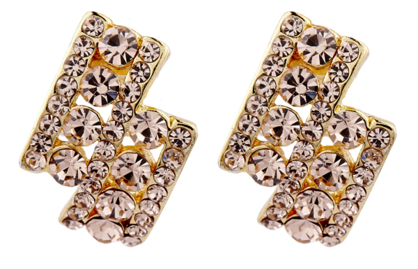 Clip On Earrings - Esme G - gold stud earring with gold crystal diamantes