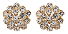 Clip On Earrings - Ethel - gold stud earring with clear crystal diamantes