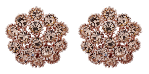 Clip On Earrings - Ethel G - gold stud earring with gold crystal diamantes