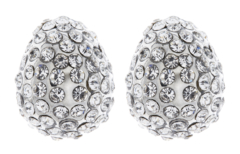 Clip On Earrings - Harley S - silver stud earring with clear crystals