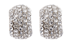Clip On Earrings - Hetty - silver huggie earring with diamante crystals