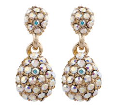 Clip On earrings - Mabel - gold drop earring with coloured crystals