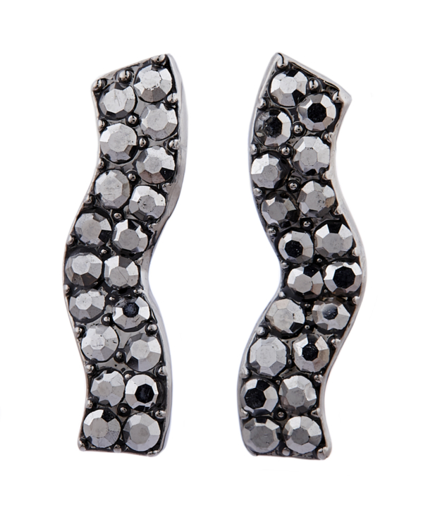 Clip on earrings - Mandy G - gunmetal grey earring with jet coloured crystals