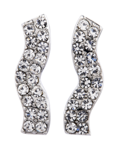 Clip on earrings - Mandy S - silver earring with clear crystals