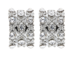 Clip On Earrings - Vera - silver stud earring with clear rhinestone crystals