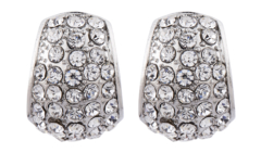 Clip On Earrings - Willa - silver curved huggie earring with crystals