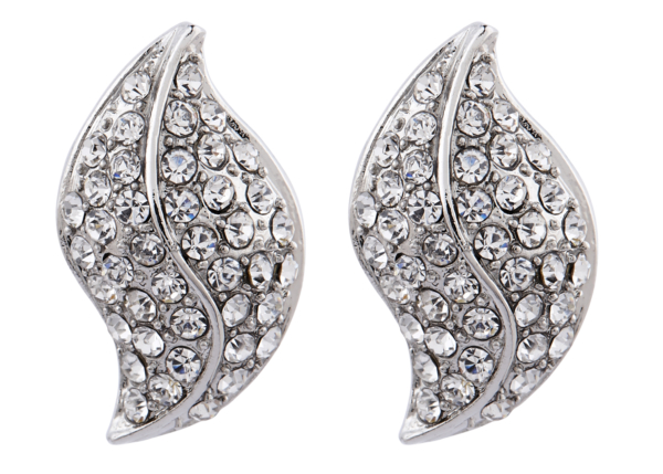 Clip On Earrings - Willow S - silver stud earring with clear crystals
