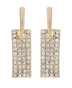Clip On Earrings - Adele G - gold drop earring with clear crystals