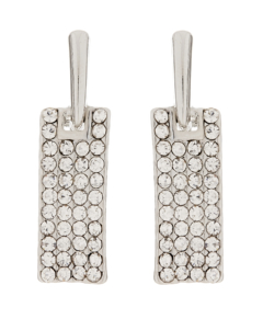Clip On Earrings - Adele S - silver drop earring with clear crystals