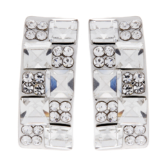 Clip on earrings - Agatha - silver earring with clear crystals and stones