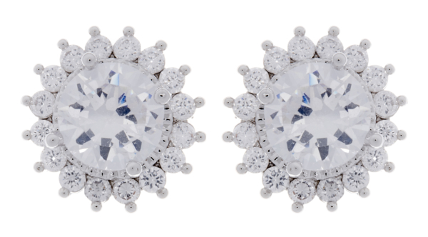 Clip On Earrings - Ali - silver luxury earring with a cubic zirconia stone and crystals