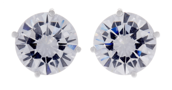Clip On Earrings - Alisha S - silver stud earring with a clear cubic zirconia stone