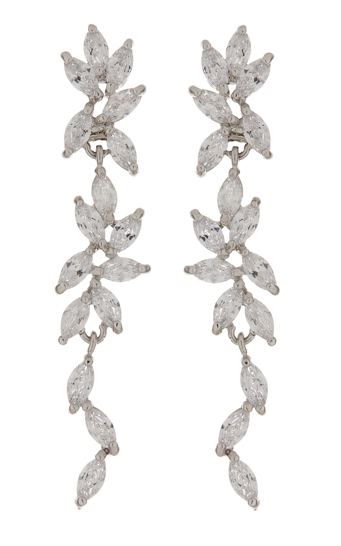 Clip On Earrings - Alison - silver luxury earring with clear cubic zirconia stones