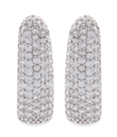 Clip On Earrings - Alma S - silver earring with clear cubic zirconia stones