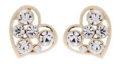 Clip on earrings - April G - gold heart earring with clear stones
