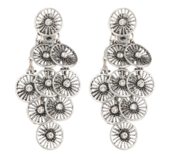 Clip On Earrings - Carissa - antique silver earring with clear crystals