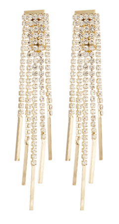 Clip On Earrings - Cat G - gold earring with diamante strands