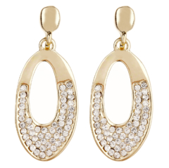 Clip On Earrings - Cathy G - gold earring with clear crystals