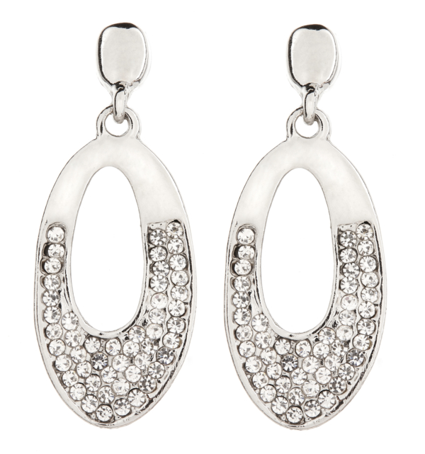 Clip On Earrings - Cathy S - silver earring with clear crystals