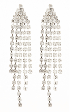Clip On Earrings - Cherie - silver earring with diamante strands