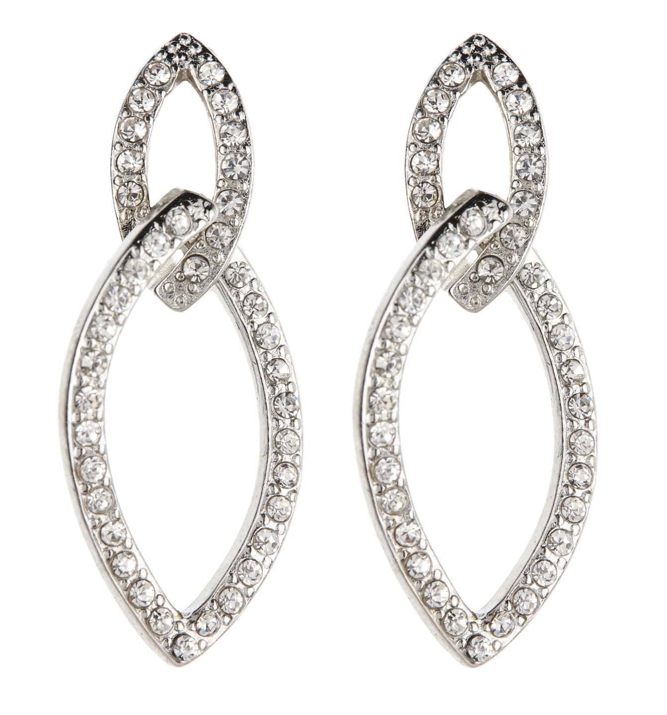 Clip On earrings - Cade - silver earring with clear crystals