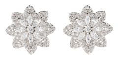 Clip On Earrings - Celina - silver star earring with clear crystals