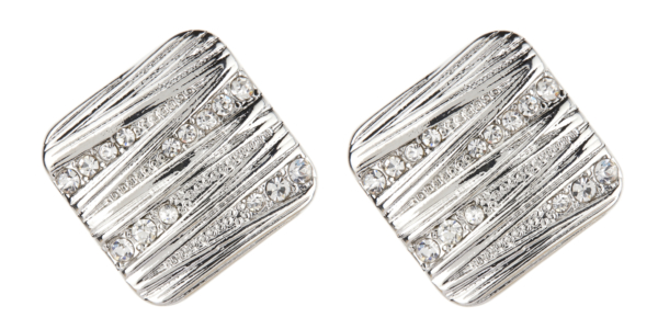 Clip On Earrings - Clara - silver luxury earring with clear crystals