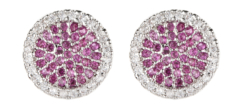 Clip On Earrings - Corina - silver stud earring with pink and clear crystals