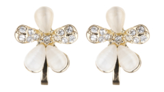 Clip On Earrings - Colette - gold flower earring with clear crystals and stones