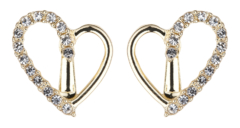 Clip On Earrings - Cora G - gold heart earring with clear crystals