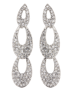 Clip On Earrings - Blake S - silver drop earring with clear crystals
