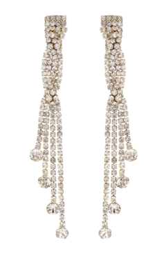 Clip On Earrings - Cabot G - gold drop earring with clear crystals and stones