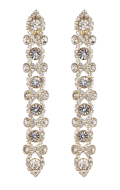 Clip On Earrings - Cassidy G - gold drop earring with clear crystals