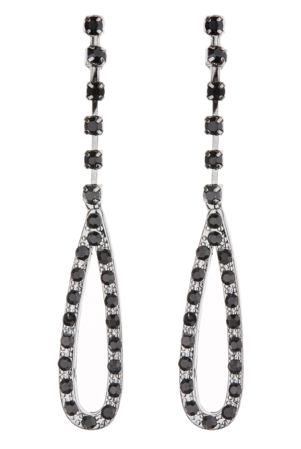 Clip On Earrings - Dara - gunmetal grey earring with black crystals