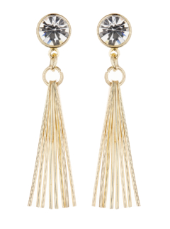 Clip On Earrings - Kala - gold drop earring with a large clear crystal