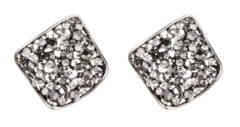 Clip On Earrings - Kamali - antique silver stud earring with clear and grey crystals