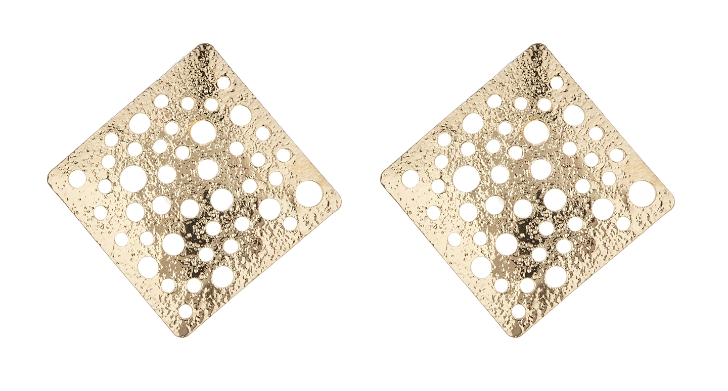 Clip On Earrings - Kane G - gold earring with punched holes