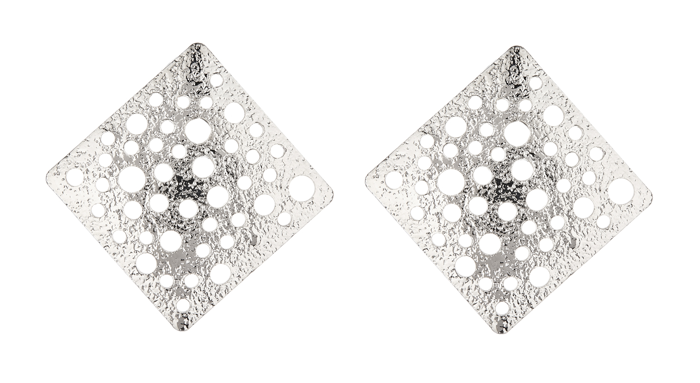 Clip On Earrings - Kane S - silver earring with punched holes
